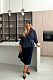 Комфортный жакет приталенного силуэта с длинными рукавом серо-синий